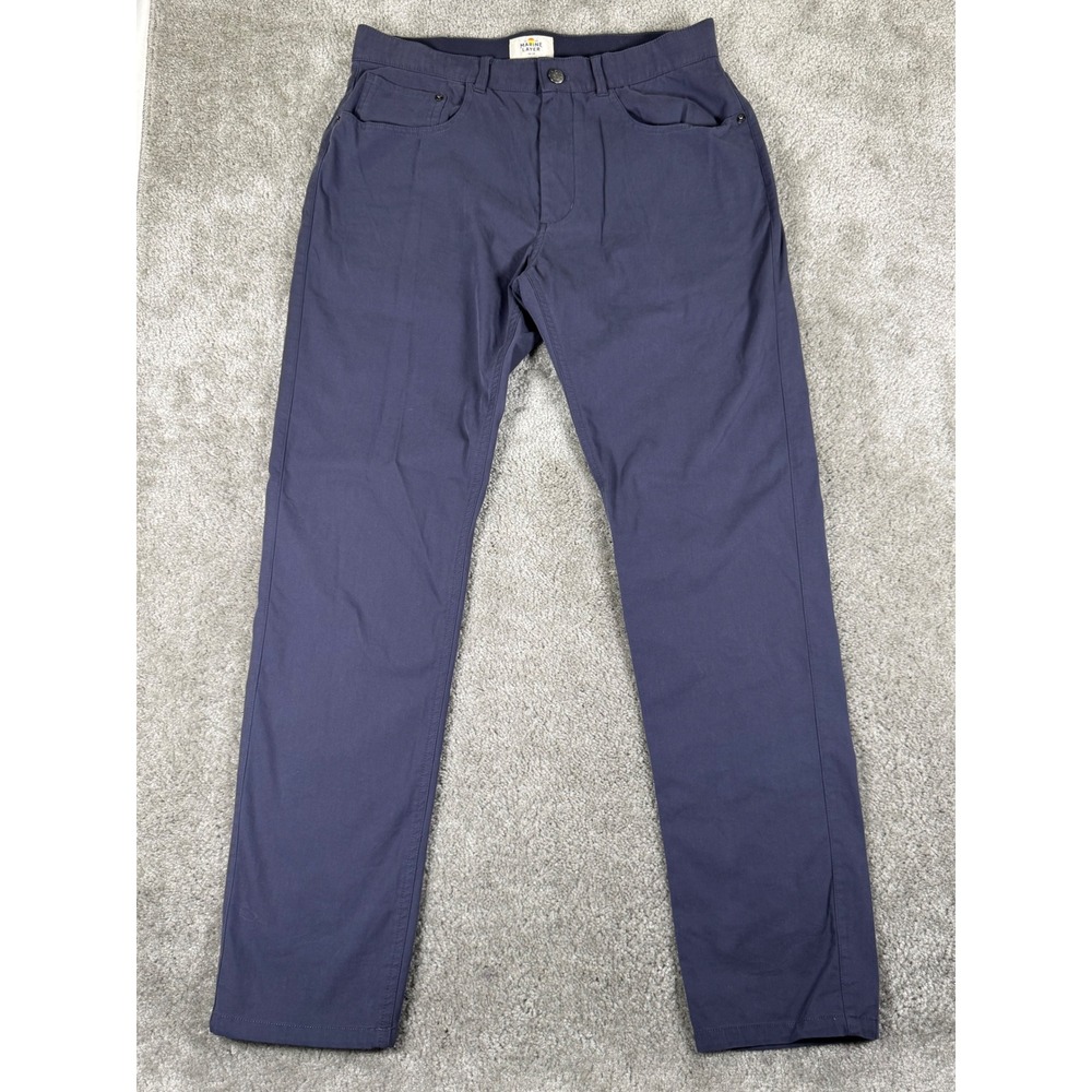 Marine Layer Saturday Slim Fit Chino Pants Mens 30x30 Blue Grey Stretch Cotton